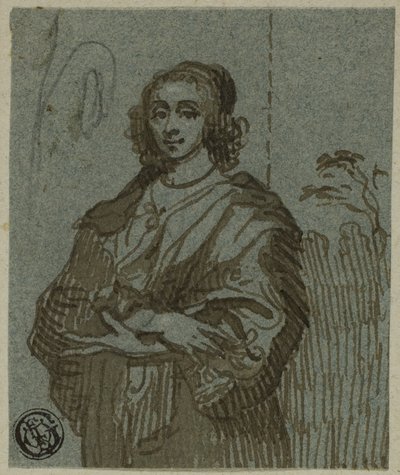 Kvinde trekvartlængde med krydsede arme af Anthony van Dyck