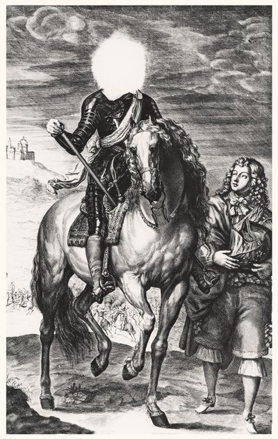 Hovedløst rytterportræt oprindeligt af Ludvig af Frankrig, indgraveret af Pierre Lombard (1612-80) (Se 105377-8) af Anthony van after Dyck