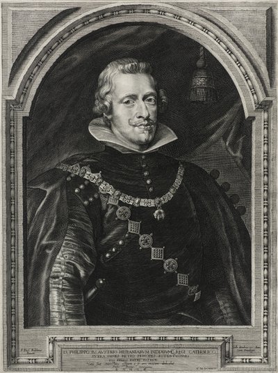 Filip IV, konge af Spanien, graveret af Paulus Pontius (1603-58), 1632 (gravering på lagt papir) af Anthony van after Dyck