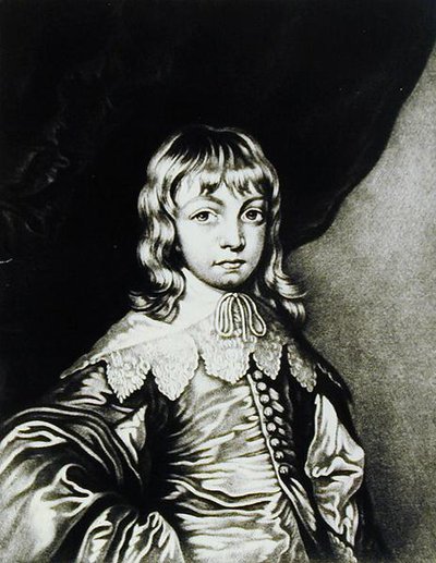 Portræt af George, hertug af Buckingham (1592-1628) indgraveret af Robert Dunkarton (1744-c.1817) fra Illustrious Characters in British History (mezzotint) af Anthony van after Dyck