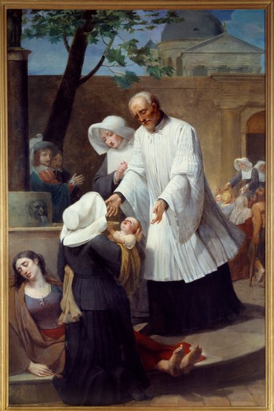 Saint Vincent de Paul (1581 - 1660) tager sig af pesticider (St. Vincent de Paul hjælper med pesten). Maleri af Antoine Ansiaux (1764-1840). Nantes, Museum of Fine Arts af Antoine Ansiaux