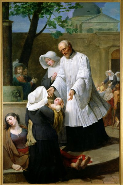 St. Vincent de Paul hjælper de pestramte af Antoine Ansiaux