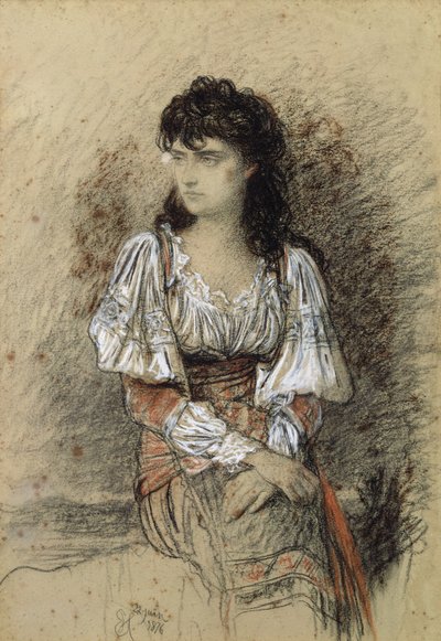 A Dressed Up Peasant, 1876 (akvarel og blyant på papir) af Antoine Auguste Ernest Herbert or Hebert