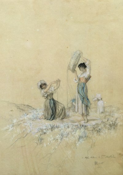 Vinderne, 1866 (blyant og farveblyant på papir) af Antoine Auguste Ernest Herbert or Hebert