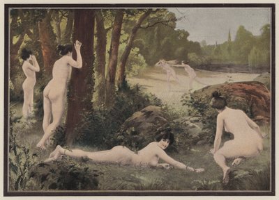 Spil på landet (farve litho) af Antoine Auguste Thivet