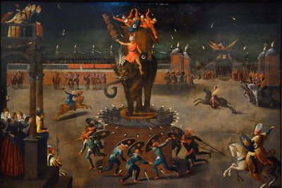 Karrusel med elefant af Antoine Caron