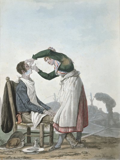 En collier, der barberer sig af Antoine Charles Horace Vernet