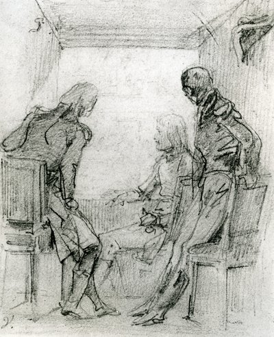 General Bonaparte ser et teaterstykke på Comédie Française i Paris, slutningen af det 18. århundrede (farveblyant og kul på papir) af Antoine Charles Horace Vernet