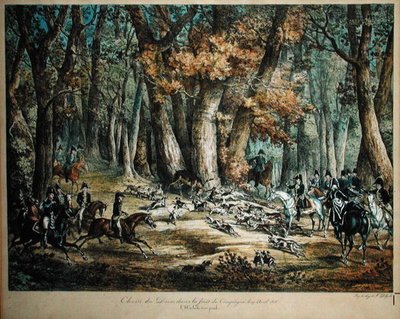 Jagt på hjorte i skoven ved Compiegne, 27. april 1818 af Antoine Charles Horace Vernet