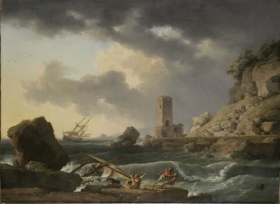 Klippekystlandskab med skibbrud, 1746 af Antoine Charles Horace Vernet