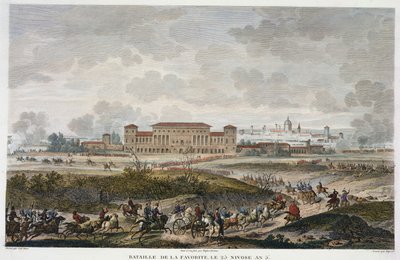Slaget ved La Favorite, 25 Nivose, år 5 (januar 1797), graveret af Jean Duplessi-Bertaux (1747-1819) (akvaratint) af Antoine Charles Horace Vernet
