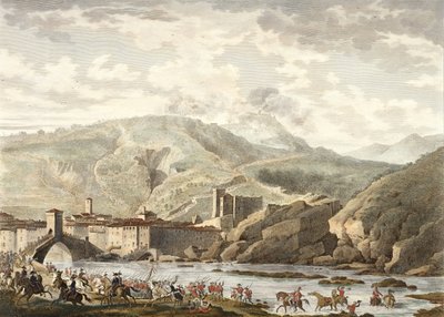 Slaget ved Millesimo, 25 Germinal, år 4 (april 1796) indgraveret af Jean Duplessi-Bertaux (1747-1819) (akvatint) af Antoine Charles Horace Vernet