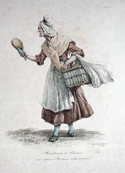 Konditorsælgeren, nummer 4 fra serien The Cries of Paris, graveret af Francois Seraphin Delpech (1778-1825) af Antoine Charles Horace Vernet