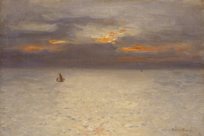 Åbent hav, aftenstemning; Boulogne, ca. 1869-72 (olie på lærred) af Antoine Chintreuil