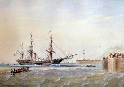 Hjulskib vender tilbage til havnen i Le Havre i det 19. århundrede Akvarel af Antoine Desire Heroult (1802-1853) 1800-tallets Paris, Musee de la Marine af Antoine Desire Heroult