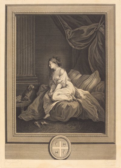 Hvis han var så tro mod mig af Antoine Francois Dennel after Jean Honoré Fragonard