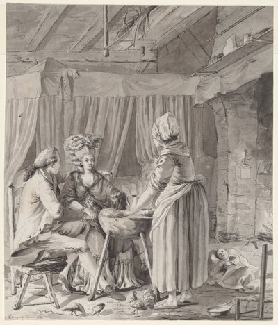 Elegant par frokost i et landligt sommerhus af Antoine François Sergent