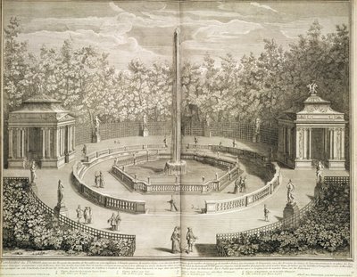 Fountain of the Domes, Versailles, ca. 1715 (radering) af Antoine Herriset