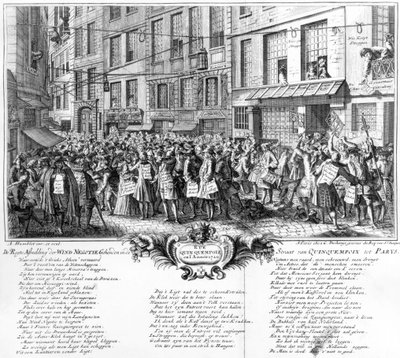 Investorer foran Banque Royales hovedkvarter i Rue Quincampoix, Paris, 1720 af Antoine Humblot