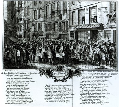 Rue Quinquempoix i 1720 af Antoine Humblot