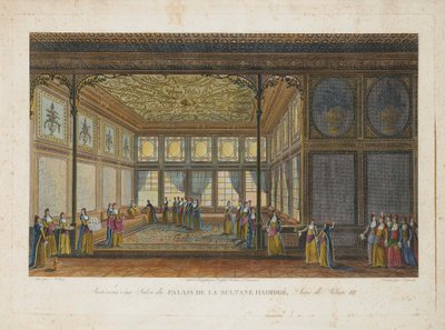 Interiør i paladset til prinsesse Hatice Sultan, halvsøster til sultan Selim III, ca. 1810. af Antoine Ignace Melling