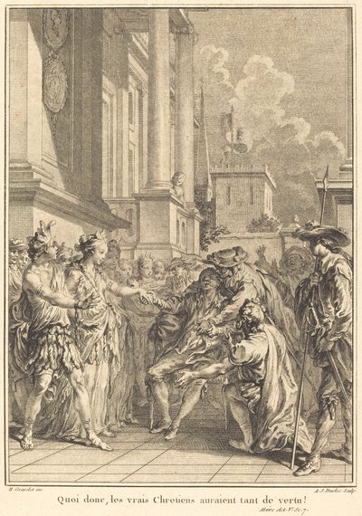 Hvad så, sande kristne ville have så meget dyd! af Antoine Jean Duclos after Hubert François Gravelot
