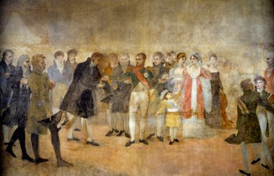 Kejser Napoleon I besøger Salon du Louvre og uddeler til kunstnere korsene fra Legion d
