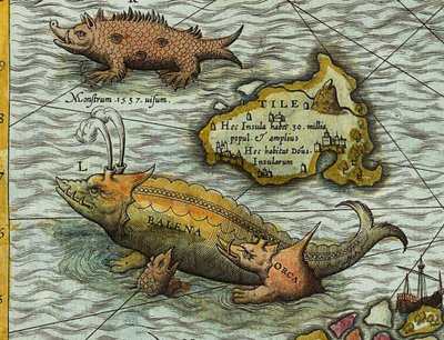 Detalje af et kort over havet (Carta marina) af Olaus Magnus (1490-1557) af Antoine Lafrery