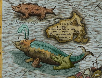 Detalje af et kort over havet (Carta marina) af Olaus Magnus (1490-1557) af Antoine Lafrery