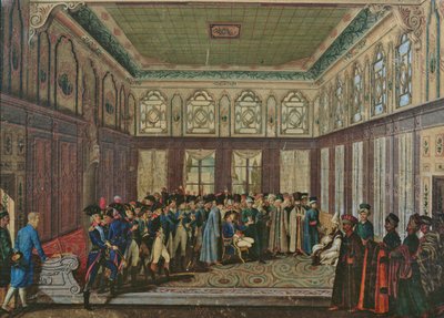 General Aubert du Bayet blev modtaget af den osmanniske storvesir i Konstantinopel i 1796 af Antoine Laurent Castellan