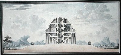 Design for a House for a Cosmopolite, 1783 (wc på papir) (detalje) (se også 195241-195242, 196724-196725) af Antoine Laurent Thomas Vaudoyer