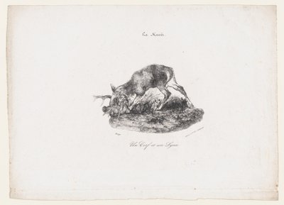 En hjort og en los, 1834. af Antoine Louis Barye