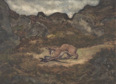 Karakal og fasan, 1810-75. af Antoine Louis Barye