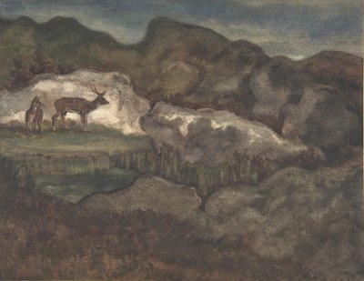 Izards in the Glaciers Pyrenean Gems, 1810-75. af Antoine Louis Barye