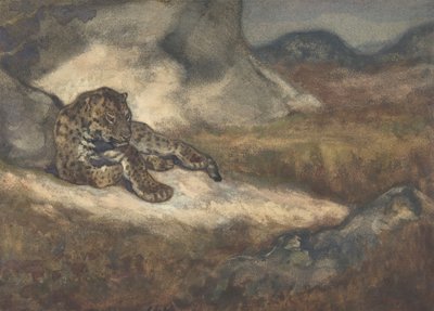 Leopard liggende, 1810-75. af Antoine Louis Barye