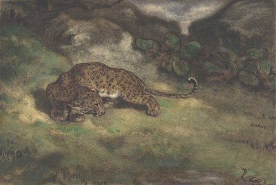 Leopard og slange, 1810-75. af Antoine Louis Barye