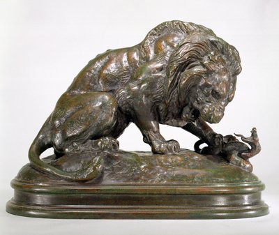 Løve og Slange af Antoine Louis Barye