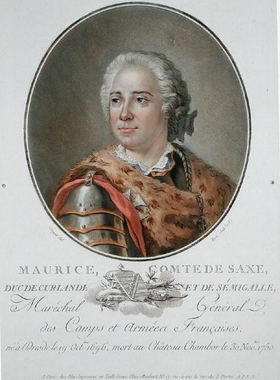 Maurice (1696-1750) greve af Sachsen af Antoine Louis Francois (after) Sergent Marceau