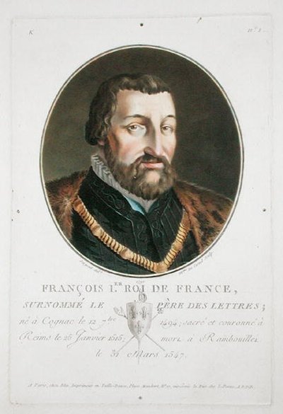 Francois I (1494-1547) konge af Frankrig af Antoine Louis Francois Sergent-Marceau