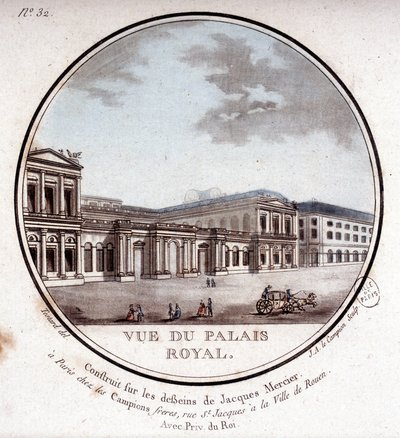 Udsigt over det kongelige palads i Paris - i "" Malerisk udsigt over hovedbygningerne i Paris"" af sergent af Antoine Louis Francois Sergent-Marceau