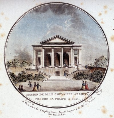 House of Monsieur le Chevalier, arkitekt, Paris. I pristorisk udsigt over hovedbygningerne i Paris af sergent af Antoine Louis Francois Sergent-Marceau