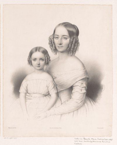 Portræt af Catharina Petronella Maria Cochius med sin datter af Antoine Maurin