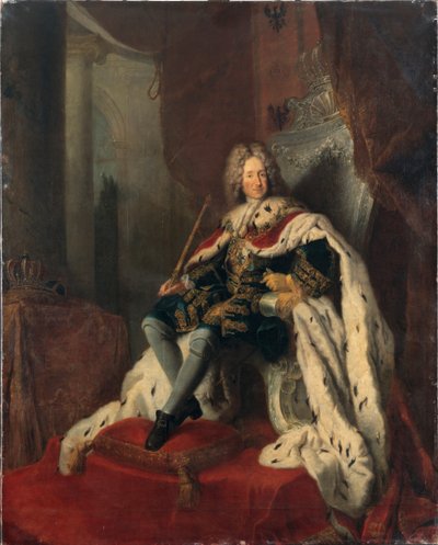 Kong Frederik I på sølvtronen, ca 1712. af Antoine Pesne