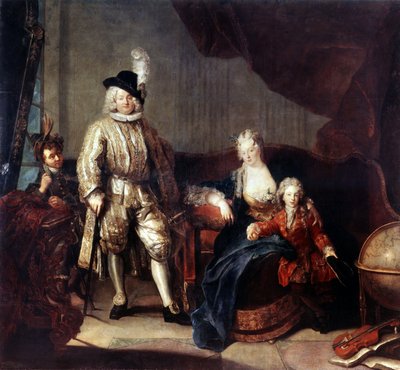 Portræt af baron von Erlach med sin familie. Maleri af Antoine Pesne (1683-1757), ca. 1710. Olie på lærred. kunst i tysk barokstil. Eremitagemuseet, Sankt Petersborg af Antoine Pesne