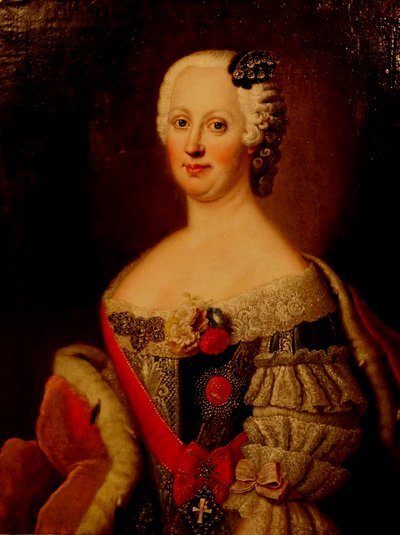 Portræt af Johanna-Elizabeth, kurfyrste af Anhalt-Zerbst 1712-1760, mor til Catherine II, 1740