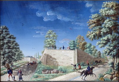 Udsigt til en terrasse i udkanten af Paris, ca. 1810 af Antoine Pierre Mongin