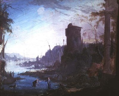 En havn med Kristus, der befaler St. Peter at gå på vandet af Antoine Pierre the Younger Patel
