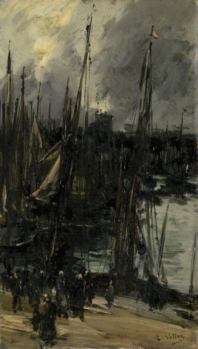 Havneudsigt i Dunkerque (eller Dieppe?) af Antoine Vollon