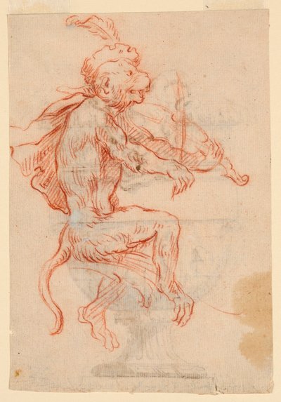 Abe spiller violin af Antoine Watteau