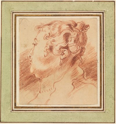Undersøgelse af kvindens hoved af Antoine Watteau
